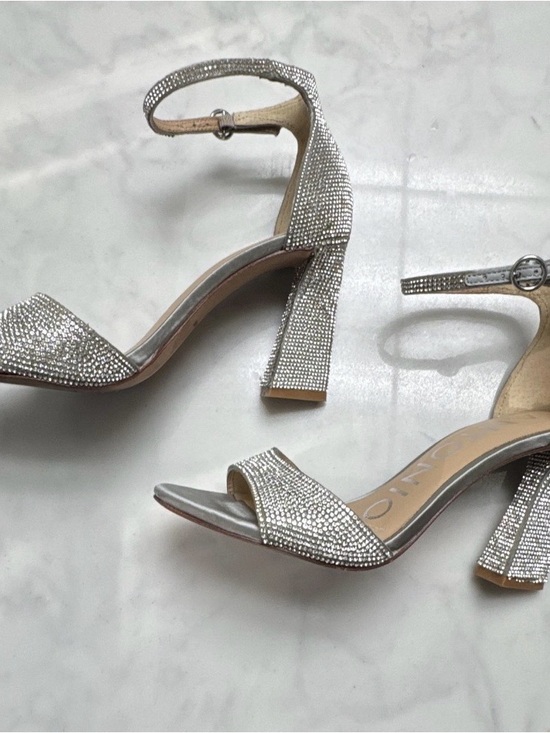 ANTONIO MELANI Shoes - ANTONIO MELANI Silver Crystal Block Heel Sandals